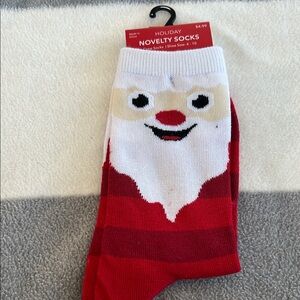 Holiday Novelty Santa Socks - Red and White